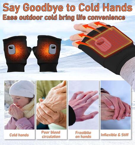 Heated Gloves, Upgraded Smart Thermostatic Electric Heated Fingerless Gloves Rechargeable, Winter Hand Warmer for Work Cycling Skiing Outdoor Snow for Women in Saudi Arabia
