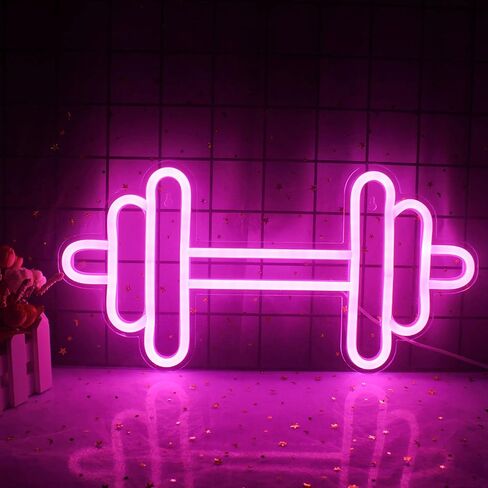 Lucunstar Gym Neon Sign,Barbell Dumbbell Shaped Neon signs White Neon Lights Sign Gym Wall Stickers for Fitness Club Decor LED Neon Sign for Teen Girls Teen Sports Room Game Room Decor in Saudi Arabia