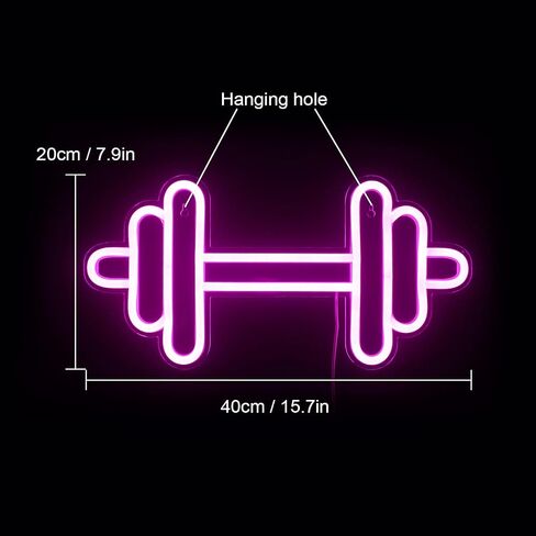 Lucunstar Gym Neon Sign,Barbell Dumbbell Shaped Neon signs White Neon Lights Sign Gym Wall Stickers for Fitness Club Decor LED Neon Sign for Teen Girls Teen Sports Room Game Room Decor in Saudi Arabia