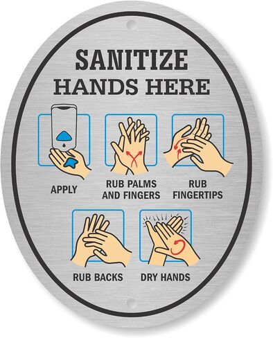 SmartSign “Sanitize Hands Here" ShowCase Sign | 6" x 6" Acrylic, Made in USA in Saudi Arabia