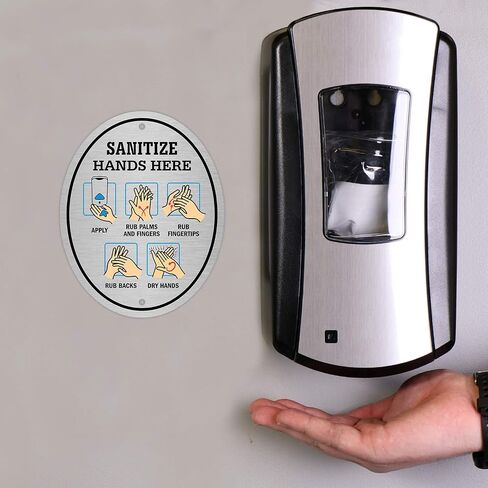 SmartSign “Sanitize Hands Here" ShowCase Sign | 6" x 6" Acrylic, Made in USA in Saudi Arabia