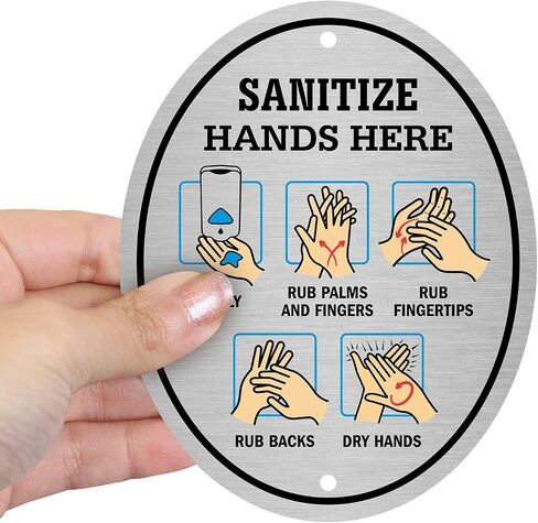 SmartSign “Sanitize Hands Here" ShowCase Sign | 6" x 6" Acrylic, Made in USA in Saudi Arabia