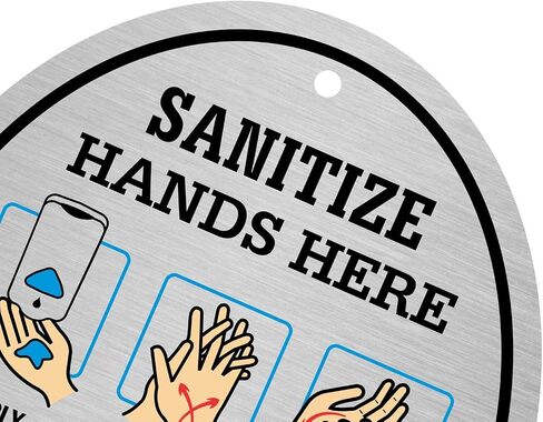 SmartSign “Sanitize Hands Here" ShowCase Sign | 6" x 6" Acrylic, Made in USA in Saudi Arabia