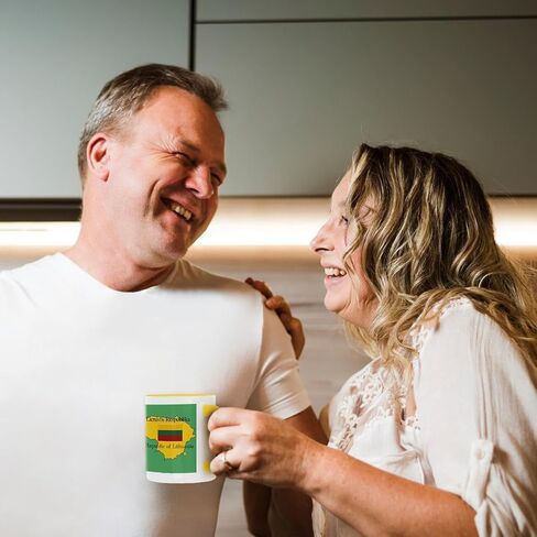 3dRose mug_39214_1 The Map and Flag of Lithuania with The Republic of Lithuania Printed in English and Lithuanian Ceramic Mug, 11-Ounce in Saudi Arabia