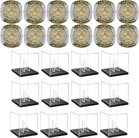 12 Pack Soccer Champion Rings Soccer Championship Trophy Rings Sport Award Gift Tournament League Winner Soccer Ring in Saudi Arabia