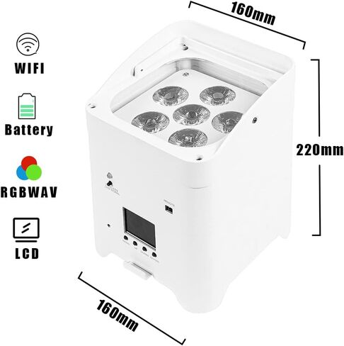 Par Light 6x18W RGBWA+UV Stage Light with WiFi Mobile Phone APP Control for Wedding Stage Party DJ Stage Lights (Black) in Saudi Arabia