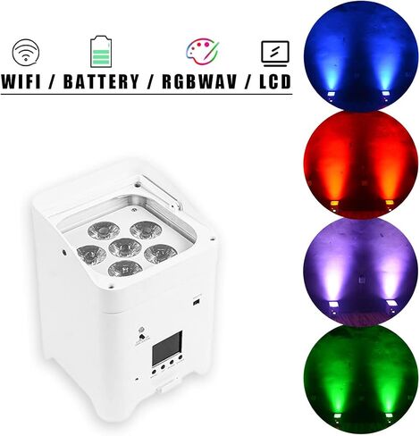 Par Light 6x18W RGBWA+UV Stage Light with WiFi Mobile Phone APP Control for Wedding Stage Party DJ Stage Lights (Black) in Saudi Arabia