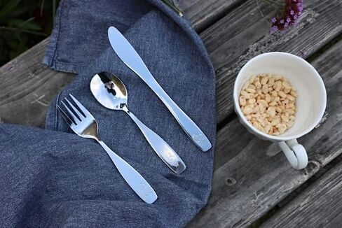 exzact Kids Flatware 6 قطع من الفولاذ المقاوم للصدأ الأطفال Silverware 2 × ، 2 × سكاكين ، 2 × ملاعق ، أواني صغار ، آمنة غسالة الصحون ، 24 شهرًا+ (ديناصورات محفورة) in Kuwait