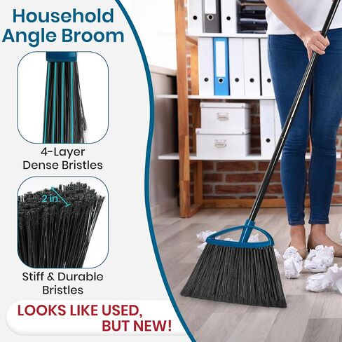 3 Pack Heavy Duty Broom Outdoor with 60" Long Handle Stiff Bristle Kitchen Broom for Sweeping Indoor Angle Broom for Shop Restaurant Garage Patio in Saudi Arabia
