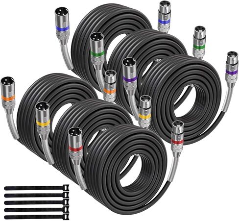 XLR Cables 12FT 2 Pack, Heavy Duty 3-Pin Balanced Shielded XLR Male to Female Microphone Cable for Recording Studio Speaker, PA Systems, Audio Mixer and More in Saudi Arabia