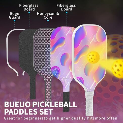 مجموعة Pickleball Paddles من 2 ، مجداف المخلل المصنوع من الألياف الزجاجية و polypropylene العسل - تشمل مجاذيف ، 4 كرات ، وحقيبة المخلل in Saudi Arabia