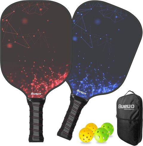 Pickleball Paddles Set of 2,Pickleball Paddle Made with Fiberglass and Honeycomb Polypropylene - Includes 2 Paddles, 4 Balls, and Pickleball Bag in Saudi Arabia