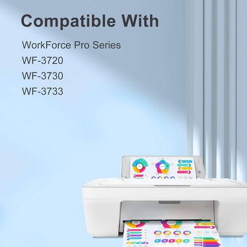 استبدال خرطوشة الحبر المعاد تصنيعها من TEINO لإبسون 702 702XL T702 T702XL للاستخدام مع Epson Workforce Pro WF-3720 WF-3730 WF-3733 (أسود، عبوتان) in Saudi Arabia