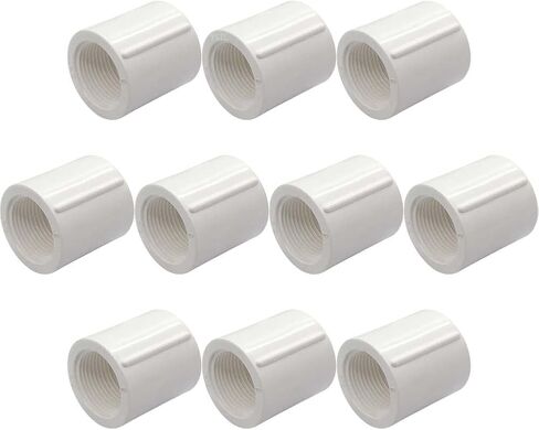 ysil 10pcs 1/2 بوصة أنثى إلى أنثى ملولبت PVC موصلات أنابيب اقتران PVC ، أبيض in Kuwait