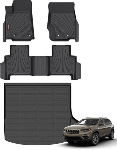 Binmotor-Floor Mats & Cargo Liner 2016-2021 Jeep Grand Cherokee(Non L) & 2022 Jeep Grand Cherokee WK丨All Weather Mats Grand Cherokee Cargo Mat Floor Liners Trunk Mat Trunk Liner in Kuwait