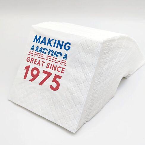 SharkBliss Funny 80th Birthday Cocktail Napkins, 100 Pack Making Great Since 1945 Disposable Beverage Paper Cocktail Napkins for His Her Eighty 80th Birthday Party 2-Ply, 5x5" (1945) in Saudi Arabia