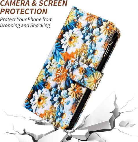 Wallet Case for Samsung Galaxy A54 5G with Wrist Strap Crossbody Shoulder Strap Flower Leather Zipper Purse Credit Card Holder Stand Cell Phone Cover A545G A 54 54A 4G G5 SM A546U Girls Black in Saudi Arabia