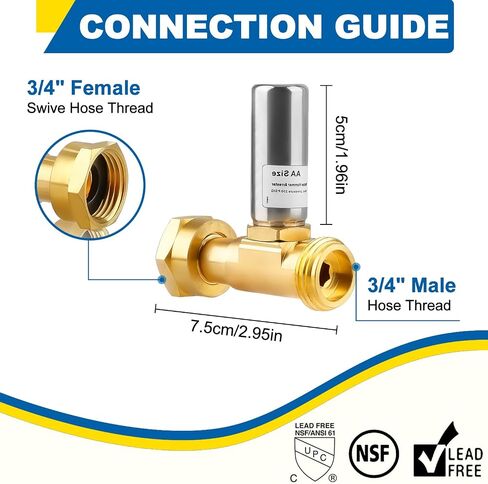 Water Hammer Arrestor for Washing Machine, 3/4 Inch Swivel FHT x 3/4 Inch MHT, Stainless Steel Angle Hammer Arrestor, Applicable for Garden Hose, Faucet, Sprinkler, Plumbing and Toilet (Pack of 2) in Saudi Arabia
