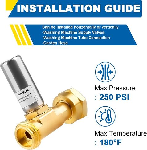 Water Hammer Arrestor for Washing Machine, 3/4 Inch Swivel FHT x 3/4 Inch MHT, Stainless Steel Angle Hammer Arrestor, Applicable for Garden Hose, Faucet, Sprinkler, Plumbing and Toilet (Pack of 2) in Saudi Arabia