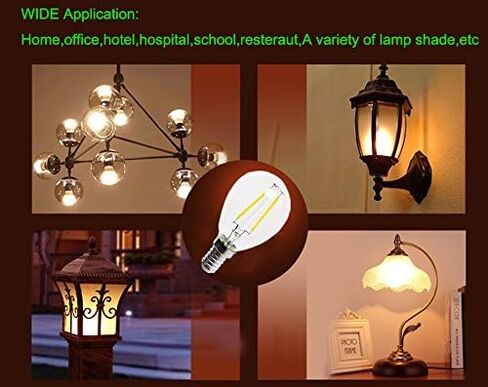 CTKcom 2W G45/G14 Candelabra LED Bulbs Dimmable(4 Pack)- E14 Base Vintage Edison LED Bulb 20W Equivalent 2700K Warm White Lamp for Home,Pendant Lights,Sconces,Antique Light Fixtures 110V~130V AC in Saudi Arabia