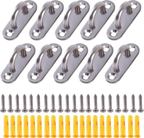 Pad Eye Plate U Hooks 4 Pcs 3.15 inch/M8 Stainless Steel Ceiling Hook Ring Hooks Heavy Duty Wall Mount Hanging Hardware Fitting with Screws for Yoga Hammock Swing Boat in Saudi Arabia