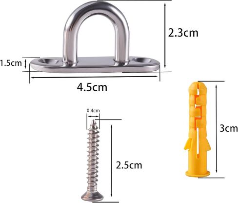 Pad Eye Plate U Hooks 4 Pcs 3.15 inch/M8 Stainless Steel Ceiling Hook Ring Hooks Heavy Duty Wall Mount Hanging Hardware Fitting with Screws for Yoga Hammock Swing Boat in Saudi Arabia