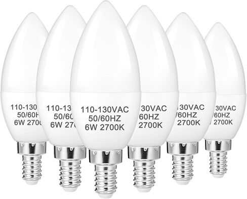 DIAMIAQ B11 LED Light Bulb E12 Candelabra Light Bulbs 5000K Daylight White Ceiling Fan Bulb Chandelier Bulbs Candle Bulbs for Ceiling Fan (6 Pack, Daylight White) in Kuwait