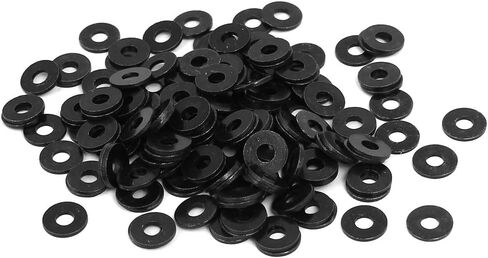uxcell M5 x 10mm x 1mm Black Zinc Plated Flat Washers Spacers Fastener 200PCS in Saudi Arabia