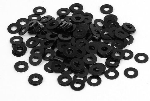 uxcell M5 x 10mm x 1mm Black Zinc Plated Flat Washers Spacers Fastener 200PCS in Saudi Arabia