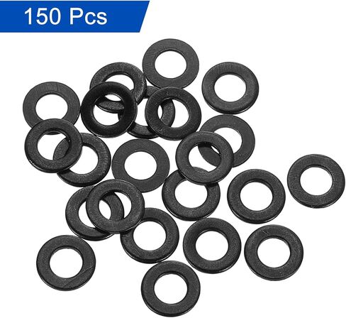uxcell M5 x 10mm x 1mm Black Zinc Plated Flat Washers Spacers Fastener 200PCS in Saudi Arabia