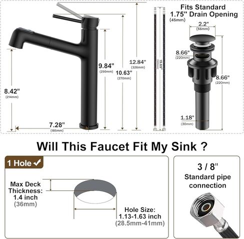 صنبور الحمام النيكل المصقول ، صنبور مقبض واحد ، صنبور حوض السحب مع نمطين صنبور ، صنبور عالي المستوى مع سدادة الصرف المنبثقة ، الفولاذ المقاوم للصدأ in Kuwait