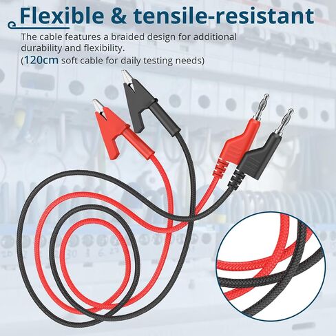 1m/39.37in Multimeter Test Leads - Cat III 1000V/20A, Standard 4mm Banana Plug, Non-Slip Grip Rubber Guard, Includes Cable Ties for Multimeter & Clamp Meter in Saudi Arabia