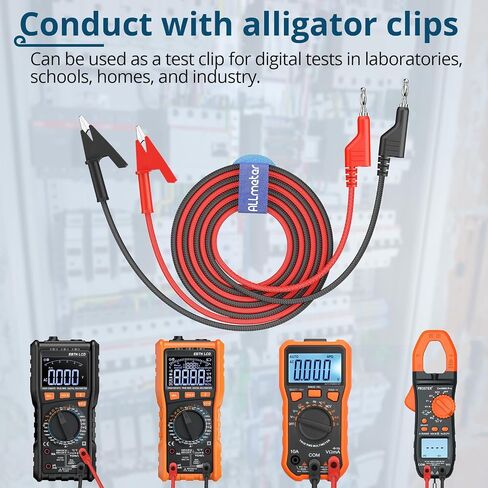 1m/39.37in Multimeter Test Leads - Cat III 1000V/20A, Standard 4mm Banana Plug, Non-Slip Grip Rubber Guard, Includes Cable Ties for Multimeter & Clamp Meter in Saudi Arabia