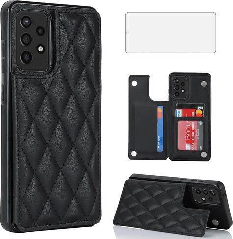 علبة الهاتف ASUWISH لـ Samsung Galaxy A52/A52S 5G محفظة مع واقي شاشة زجاجي مقسى وحامل بطاقة ائتمان RFID RFID Assore As 52 S 4G G5 52A S52 52S WAND MEN in Saudi Arabia