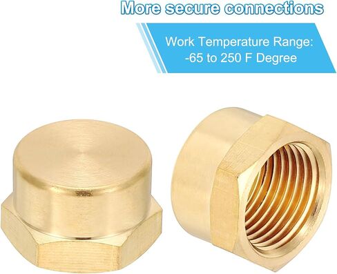 PATIKIL 3/4" NPT Female Brass Pipe Fitting Cap, Hex Head Brass Tubing Cap Thread Ends Cap Sealing Fittings for Refrigeration, Gas, Air, Water, Oil Line, Brass Tone in Saudi Arabia