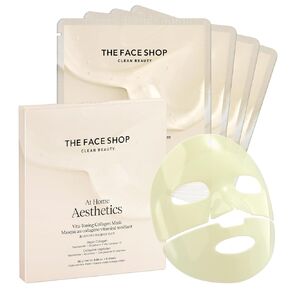 The Face Shop At Home Aesthetics Vegan Collagen Face Mask, Korean Glass Skin Care, Original & Vita-Toning Sheet Mask, Anti-aging Vitamin Hydrogel Face Sheet Mask for Firming, Elasticity, Moisturizing