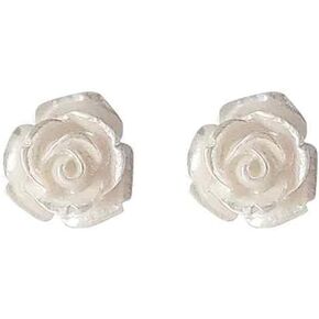 Flower Invisible Clip On Earrings For Women Dangle White Rose Blue Light Purple Floral Pearl Comfortable Non Pierced Clip-on Earrings in Saudi Arabia