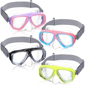 4 Packs Kids Swim Goggles with Nose Cover Diving Mask Elastic Fabric Strap Diving Swim Mask Swimming Goggles No Leaking Waterproof Clear Snorkel Goggle