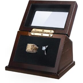 حالة عرض حلقة Wooden Championship ، حامل الحلقة الرياضية للكرة اللينة ، البيسبول ، عشاق كرة السلة ، صندوق تخزين مائل واحد لحلقات متعددة ، وعرض هدايا تذكارية رياضية (غير مدرجة) in Kuwait