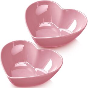 Layhit 2 Pcs Heart Shaped Bowl Valentine's Day Salad Bowls Heart Appetizer Bowls Plastic Snacks Bowls Holder for Fruits Candy Dessert Kitchen Cooking Gift(Red and Pink,8.94 Inch)