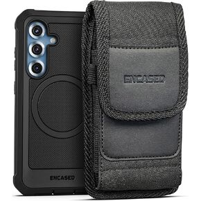 Encased 2-in-1 Belt Pouch and Phone Case for Samsung Galaxy S25 Ultra (2025) Full Body Protection with Holster Clip and Screen Protector Included (Black)