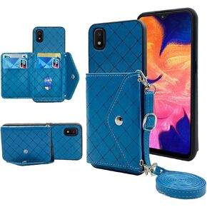 Compatible with Samsung Galaxy A10e Wallet Case with Crossbody Shoulder Strap and Stand Leather Credit Card Holder Cell Accessories Lanyard Phone Cover for A 10e 10ae S102DL Women Girls Grey