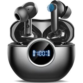 True Wireless Earbuds,Bluetooth 5.4 Headphones,48H Playback LED Power Display Screen Earphones with 14.2mm Driver IPX7 Waterproof in-Ear Earbuds with Mic,HiFi Stereo,for Phone Laptop Computer Sports
