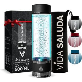 Hydrogen Water Bottle – 500ml Portable Generator with SPE PEM Technology, Rechargeable, Titanium-Platinum Electrodes, Under 3-Minutes Cycle, Sleeve Included – For Home, Gym & Travel
