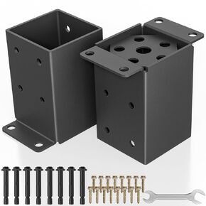 🥇 4 PCS Metal 4×4 Post Base, Inner Size 3.5"x3.5" Heavy Duty Post Bracket with Anti-Corrosive Partition, Powder-Coated Post Anchor for Pavilion Deck Railing Support Deck Base Plate