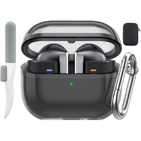 حافظة لهاتف Galaxy Buds3/Buds3 Pro مقاومة للسقوط مع مجموعة تنظيف، أسود شفاف in Kuwait
