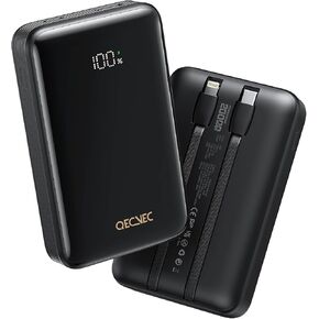 Power Bank ، Portable Charger 20000mAh مع 2 كابلات مدمجة ، 22.5W حزمة بطارية شحن سريع ، بطارية احتياطية شاشة LED ، حزمة بطارية السفر لجهاز iPad و iPhone Samsung والمزيد (رمادي) in Kuwait