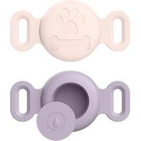2 Pack Case for Airtag Dog Cat Collar Holder, Soft Silicone Anti-Lost Waterproof Protective Case Compatible with Apple Airtag, for Pet Dog Cat Collars Holder in Kuwait