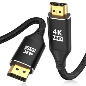 4K Displayport to HDMI Cable 6FT 10Pack,DP to HDMI 2K@60Hz 1080P@120Hz UHD Cable Unidirectional Nylon Braided Aluminum case Cord for Dell, NVIDIA, AMD, Lenovo, HP, Monitor, Projector, Desktop