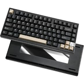 YUNZII AL75 PRO 75% Wireless Mechanical Gaming Keyboard,Full Aluminum CNC,BT/2.4G/Wired,PBT Keycaps,Gasket Mounted Hot Swap,Custom RGB Backlight, Programmable for Mac/Win (Black, Cocoa Cream V2)